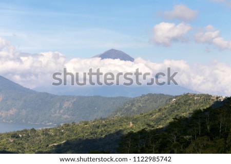 Volcano Agung in the clouds