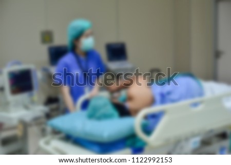 Blurred of patient on stretcher waiting for surgery and treatment in operating room at the hospital.