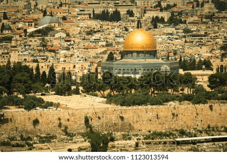 Holy city of Jerusalem, Israel, vintage picture