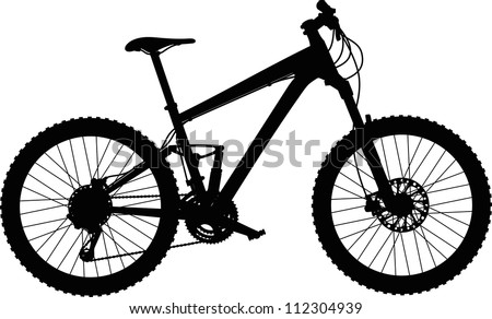 vector silhouette of full-suspension mountain bike