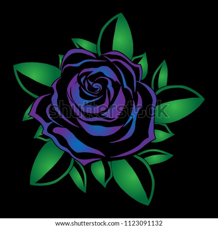 Bright rose on a holiday card. Vector illustration of a bright rose. Hand drawn rose flower.