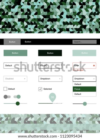 Light Blue, Green vector style guide with circles. Simple Material Design Kit with colorful dots in header. This template you can use for landing pages.