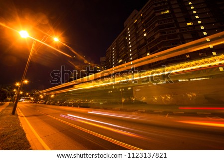 night photo of the street with long exposure