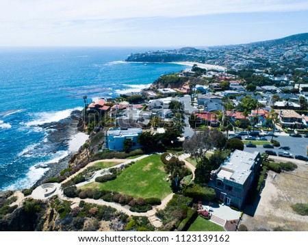Aerial photograph of resort area.
Landscape picture of the beautiful sea, coastline and blue sky.