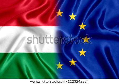 Flag of Hungary and European Union silk