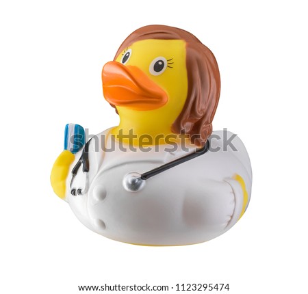 Rubber duck doctor nurse isolated on white background