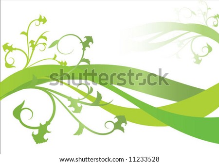 green wave floral background