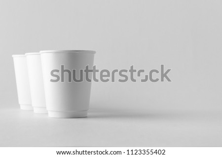 8 oz. white double wall coffee paper cup mock-up without lid.