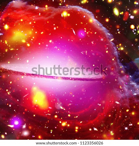 Planets and galaxies in a free space. The elements of this image furnished by NASA.

