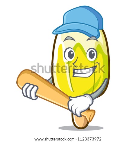 Playing baseball lemon ice cream character cartoon