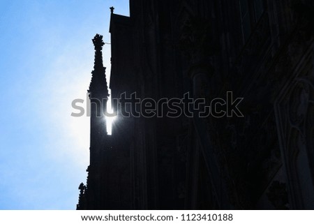 Silhouette of a cathedral in the backlight with free space 