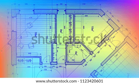 vector architectural plan - abstract architectural blueprint of a modern residential building / technology, industry, business concept illustration: real estate, building, construction & architecture