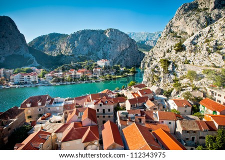 Panorama of Omis,Croatia Royalty-Free Stock Photo #112343975
