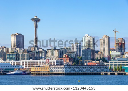 Seattle skyline from Bainbridge island ferry 
