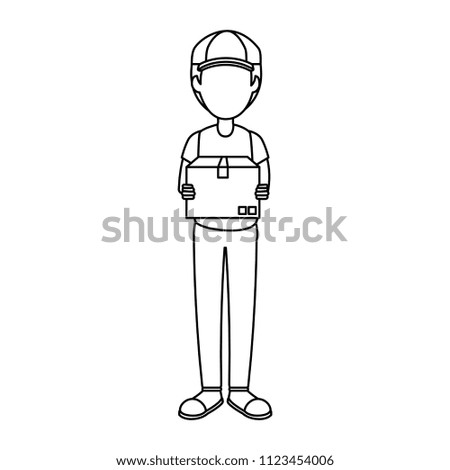 delivery worker with box avatar character