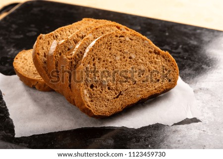 Whole grain rye sliced bread for healthy diet; carbs