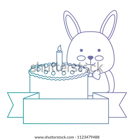 cute rabbit with sweet cake character icon