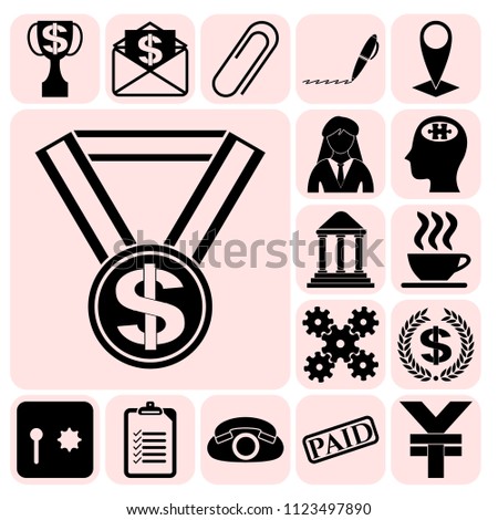 Set of 17 business icons, symbols or pictograms. Collection. Amazing desing. Vector Illustration.
