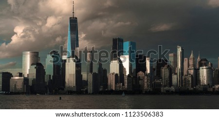 JUNE 4, 2018 - NEW YORK, NEW YORK, USA  - New York City Spectacular Sunset focuses on lower manhattan. 