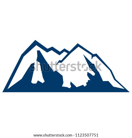 blue drawn mountains on a white background