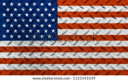 USA flag elements on diamonds metal plate background