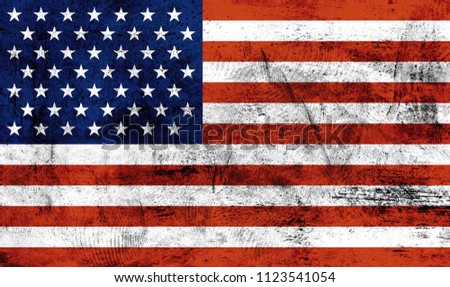 USA flag elements on metal plate background