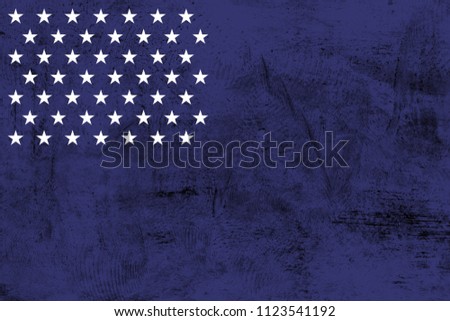 USA flag stars on blue metal plate background