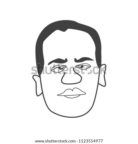 black cartoon male face on a white background