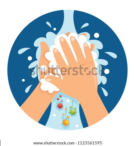 Vector Illustration Of Washing Hands Royalty-Free Stock Photo #1123561595