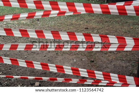 Photo background with barrier red and white line