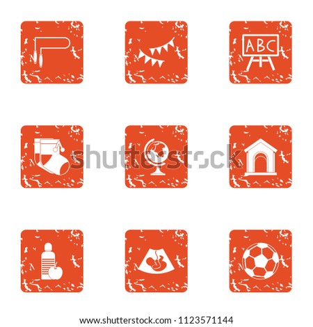 Schoolhouse icons set. Grunge set of 9 schoolhouse vector icons for web isolated on white background