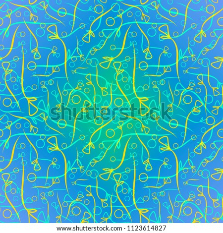 Vector pattern from plant yellow and blue stems and elements on a heavenly background in a natural style. For design of fabric or objects of design of natural products.
