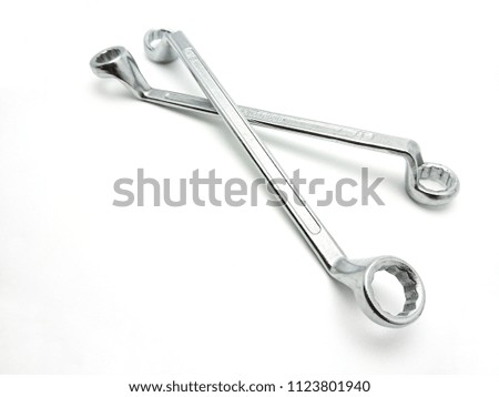 Double ring wrench silver chrome isolated on white background