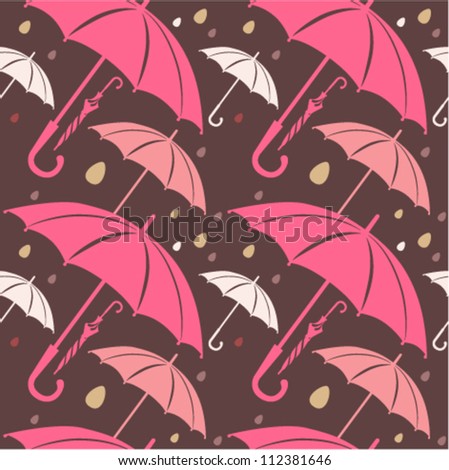 Vector seamless pattern with pink umbrellas.