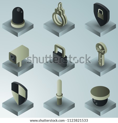 Security color gradient isometric icons