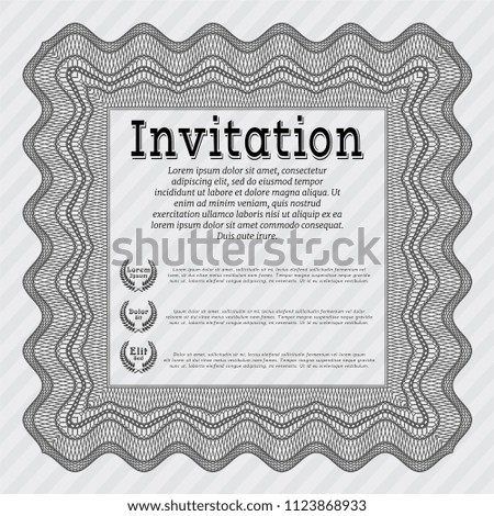 Grey Retro invitation template. Easy to print. Detailed. Money Pattern design. 