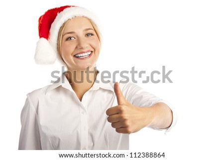Isolated studio picture from a young and beautiful Christmas woman