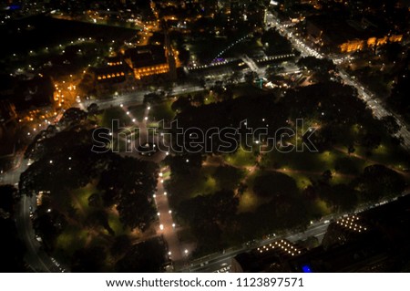 An aerial view of Sydney streets at night