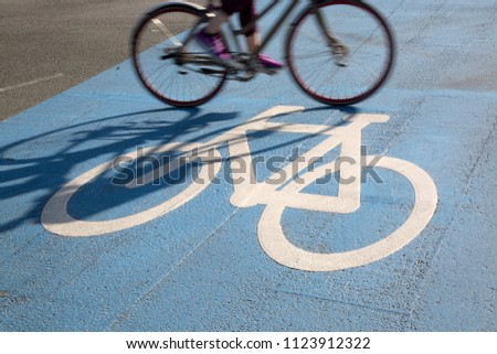 Bike Lane with Cyclist; Copenhagen; Denmark