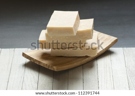 soaps stack on wooden