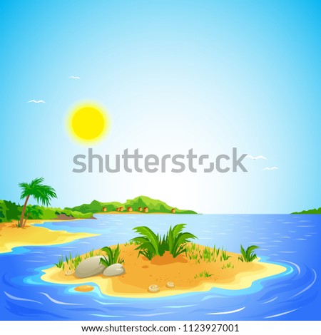 vector illustration beach palm island plants