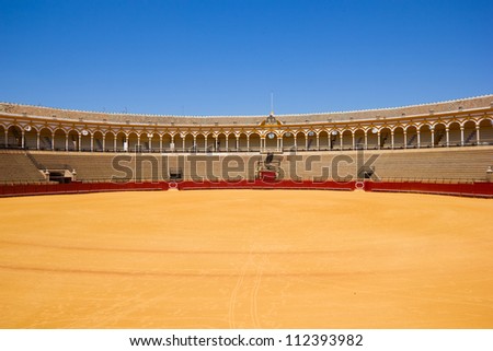 bullfight arena, plaza de toros, Sevilla, Spain Royalty-Free Stock Photo #112393982