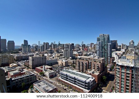 San Diego city skyline on a bright sunny summer day.