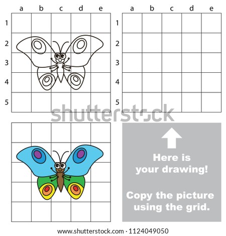 Butterfly, the educational game with simple game level. Copy the picture.