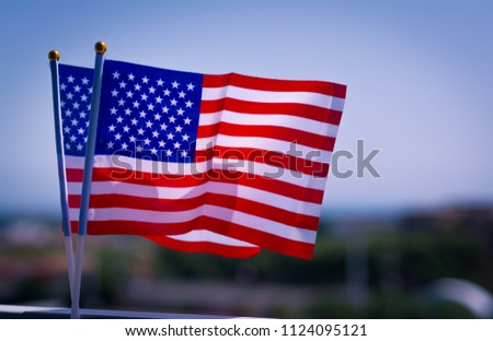 USA national hand flag. Great for any patriotic and american national holiday like 4ht of July, Flag day, national day or memorial day.