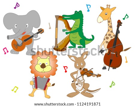 The animals are playing instruments.
