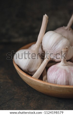 Garlic bulb with rustic background