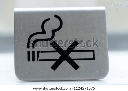 Silver metal sign - No smoking
