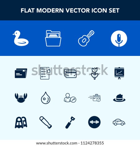 Modern, simple vector icon set with musical, sky, music, floral, spring, folder, sound, office, sea, business, rain, wildlife, record, plastic, abstract, guitar, card, food, real, web, bird icons