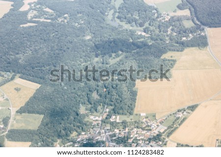 France June 29, 2018 Aerial view of France countryside near Paris in France at 10,000 feet altitude in the afternoon